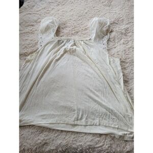 Torrid Knit Square Neck Eyelet Top Size 0 NWT Cloud Dancer Ivory/Off-White
